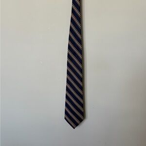Ralph Lauren 100% silk Navy and Gold Striped Tie